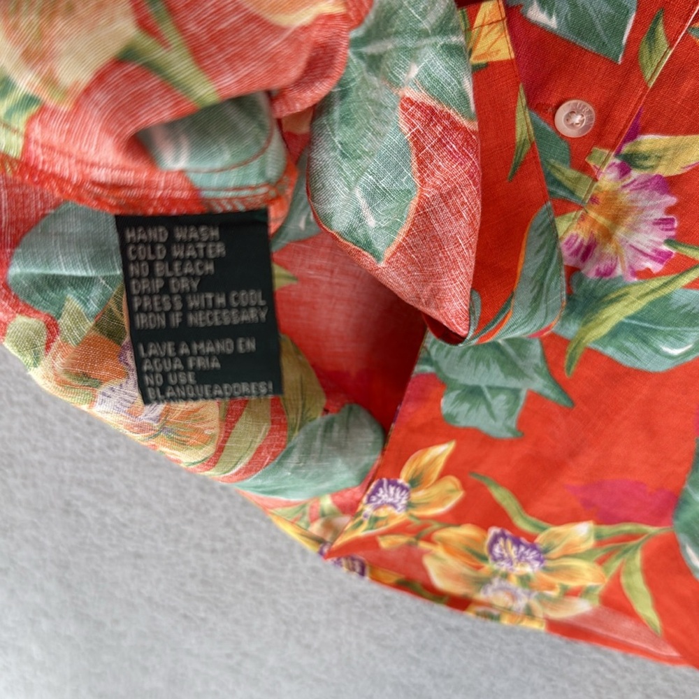 Ralph Lauren Orange Floral Button-Down Shirt - Picture 8 of 11